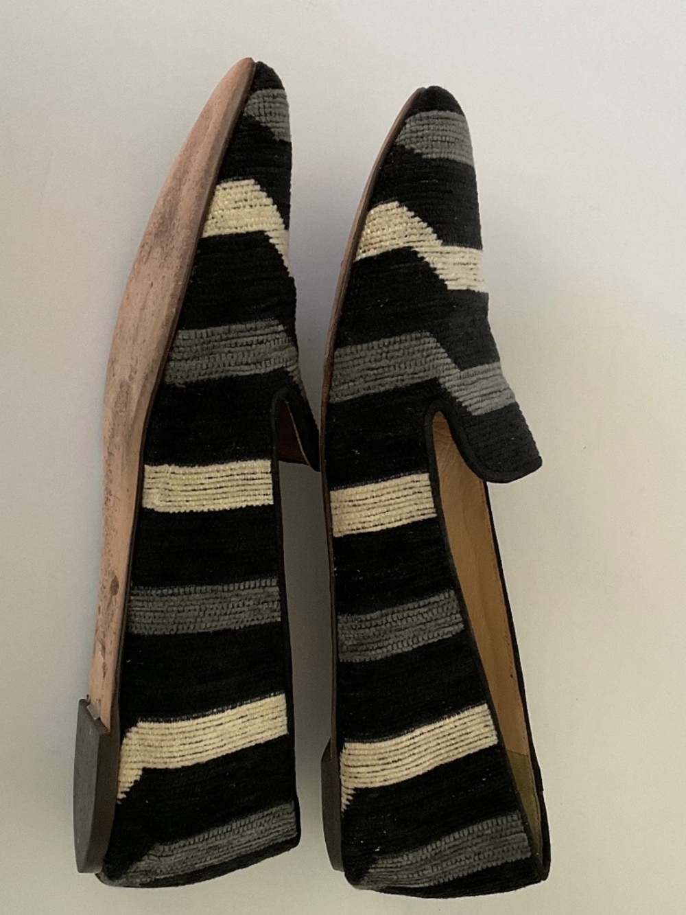 J. CREW Darby Striped Fabric Flat Loafers Grey Black Off White Size 9 - Picture 5 of 10